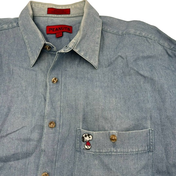 Peanuts Other - Vintage Snoopy Denim Shirt 17.5 34/35 Button up Long sleeve collar peanuts Jean